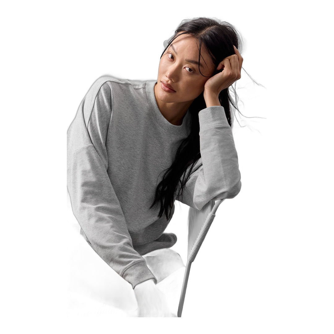 alo Cropped Sway Crew Neck Pullover - Athletic Heather Grey