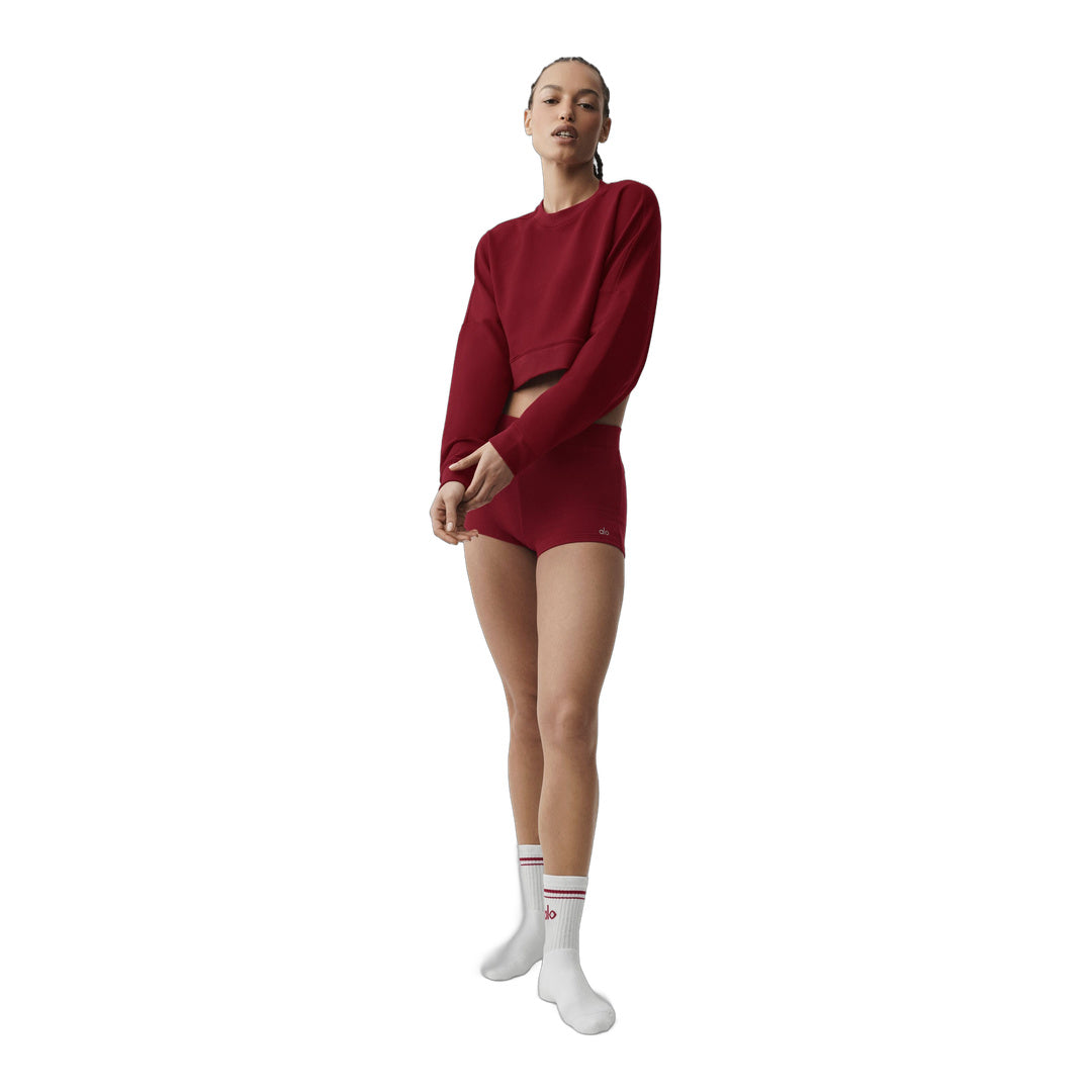 alo Cropped Sway Crew Neck Pullover - Summer Romance Red