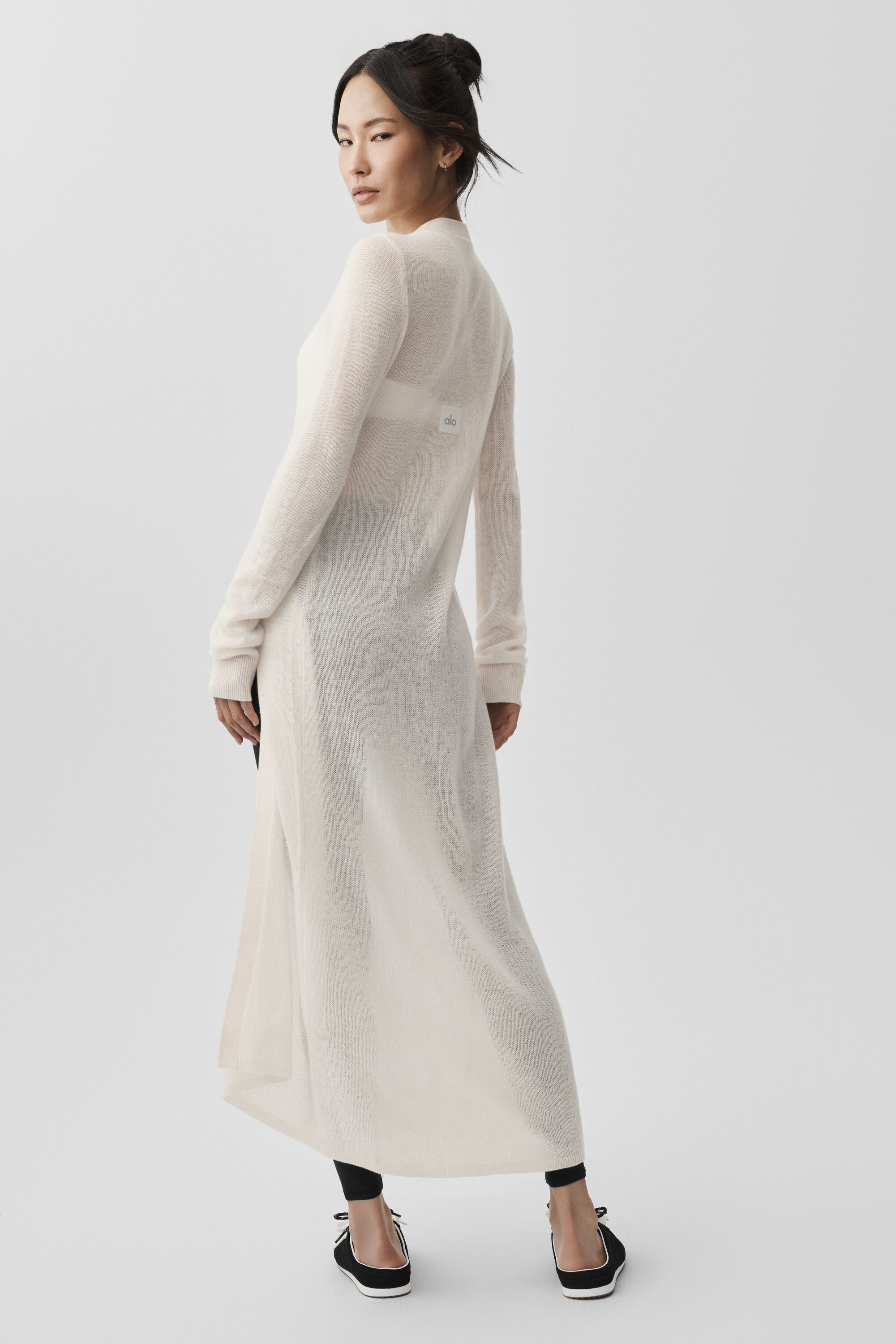 alo Sheer Cashmere Long Cardigan - Ivory