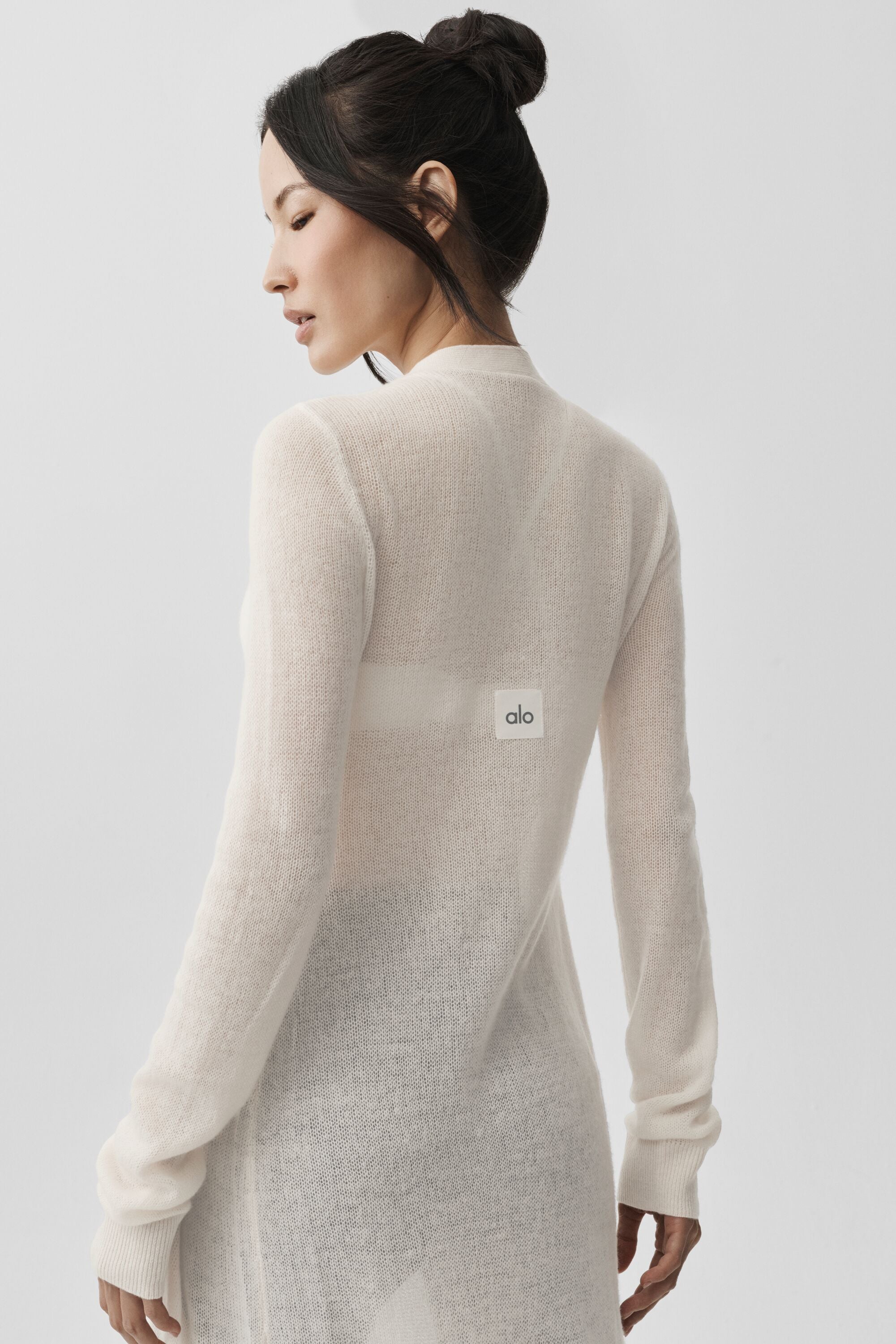 alo Sheer Cashmere Long Cardigan - Ivory
