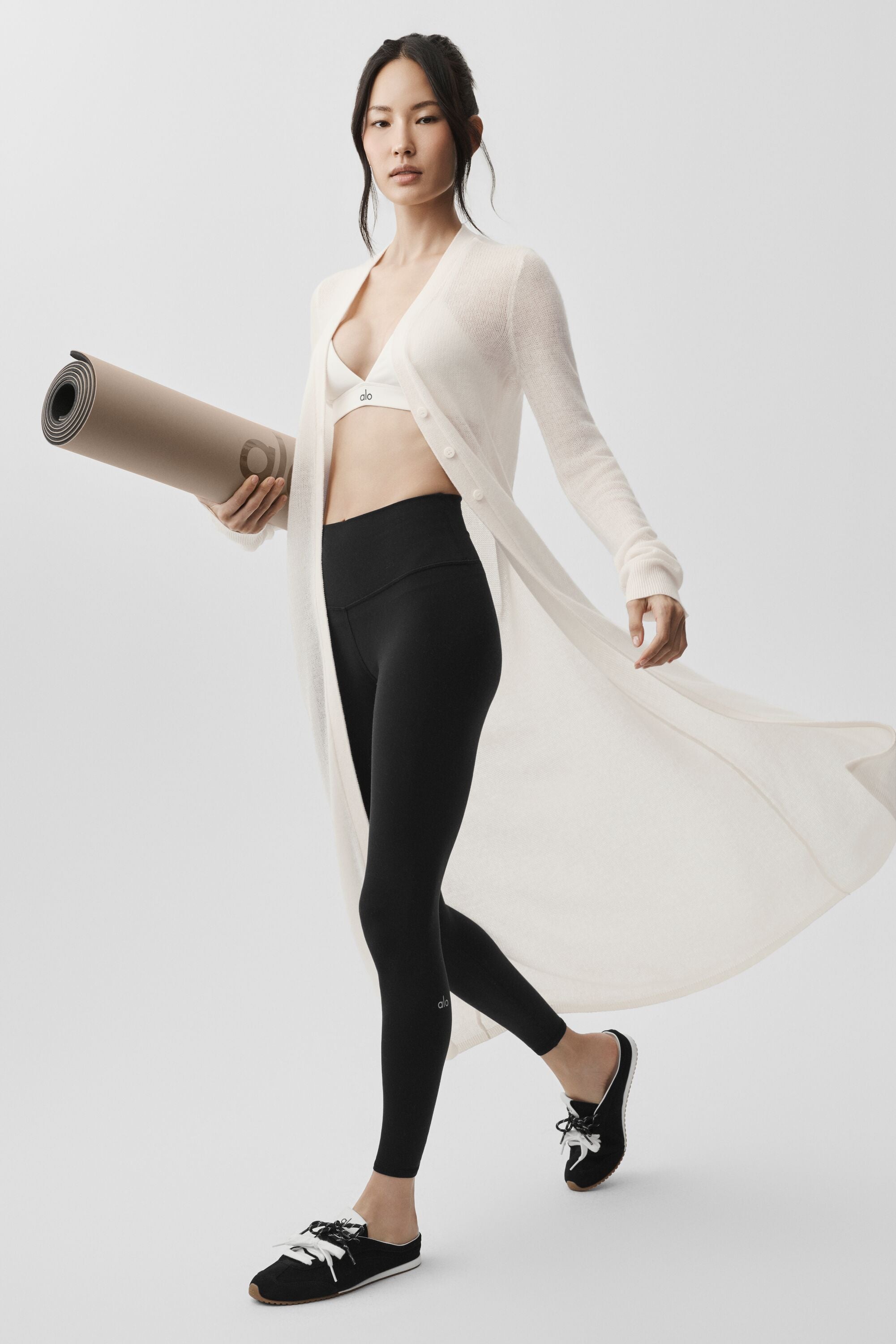 alo Sheer Cashmere Long Cardigan - Ivory