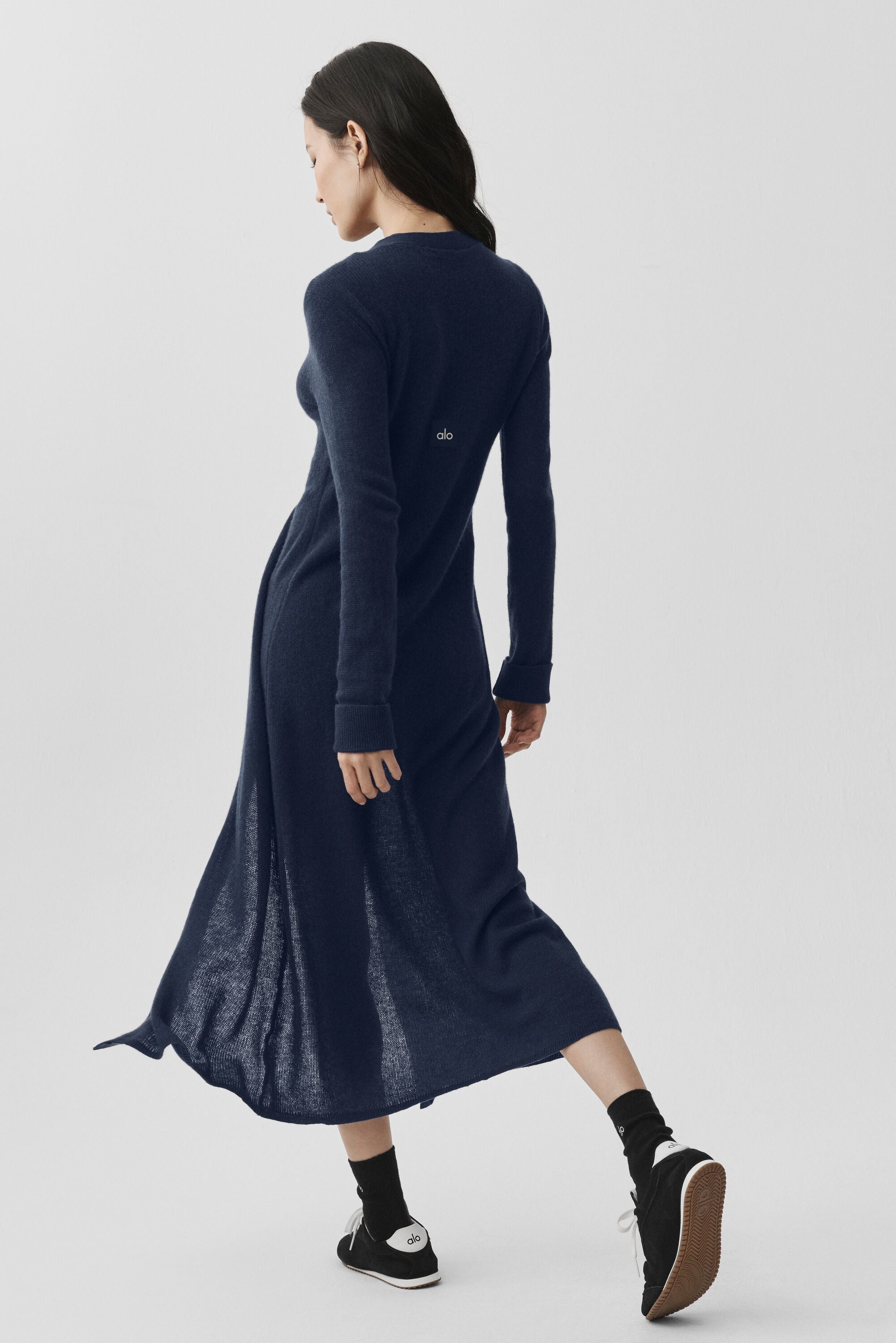 alo Sheer Cashmere Long Cardigan - Navy