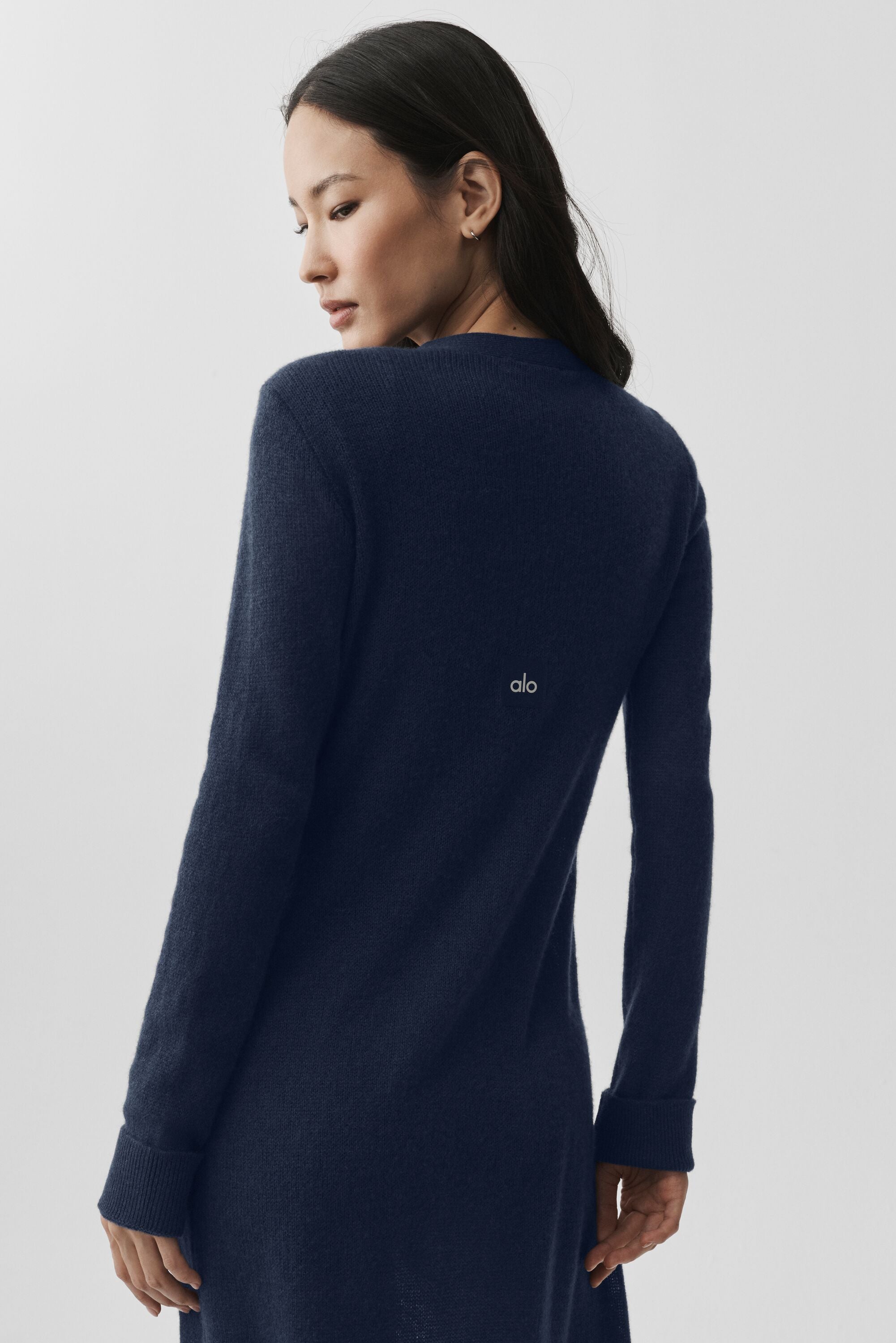 alo Sheer Cashmere Long Cardigan - Navy