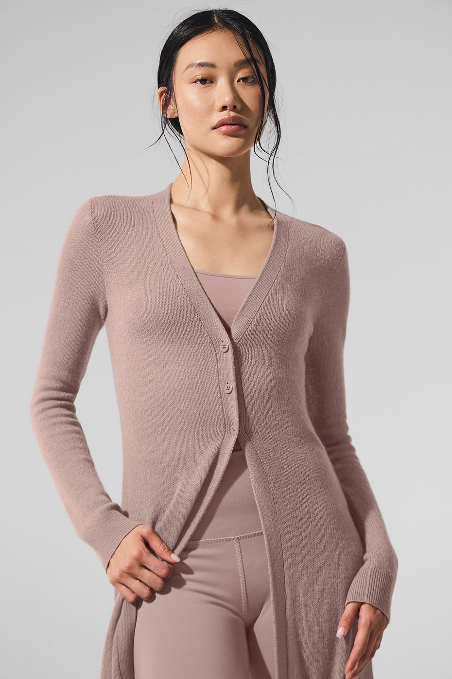 alo Sheer Cashmere Long Cardigan - Taupe