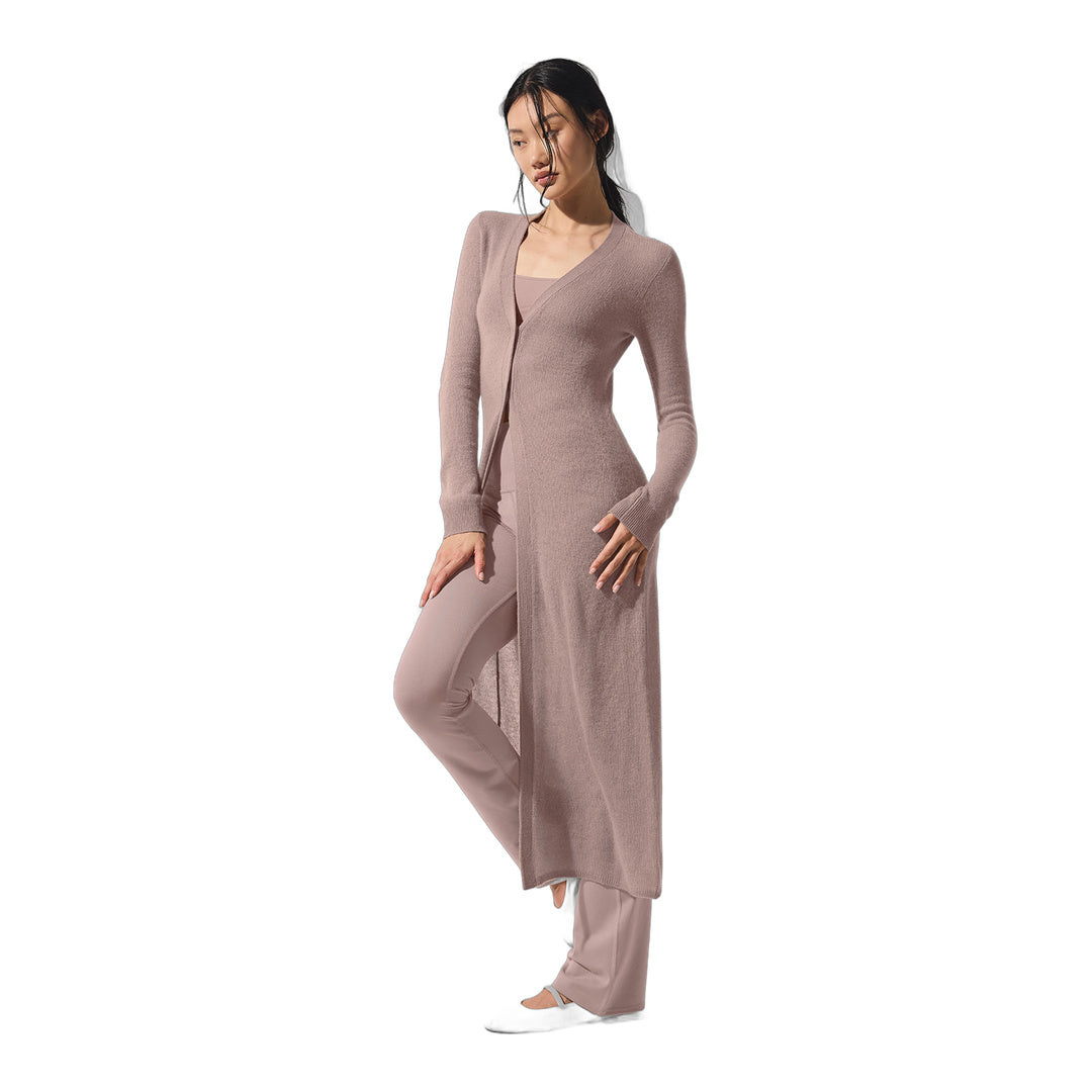 alo Sheer Cashmere Long Cardigan - Taupe