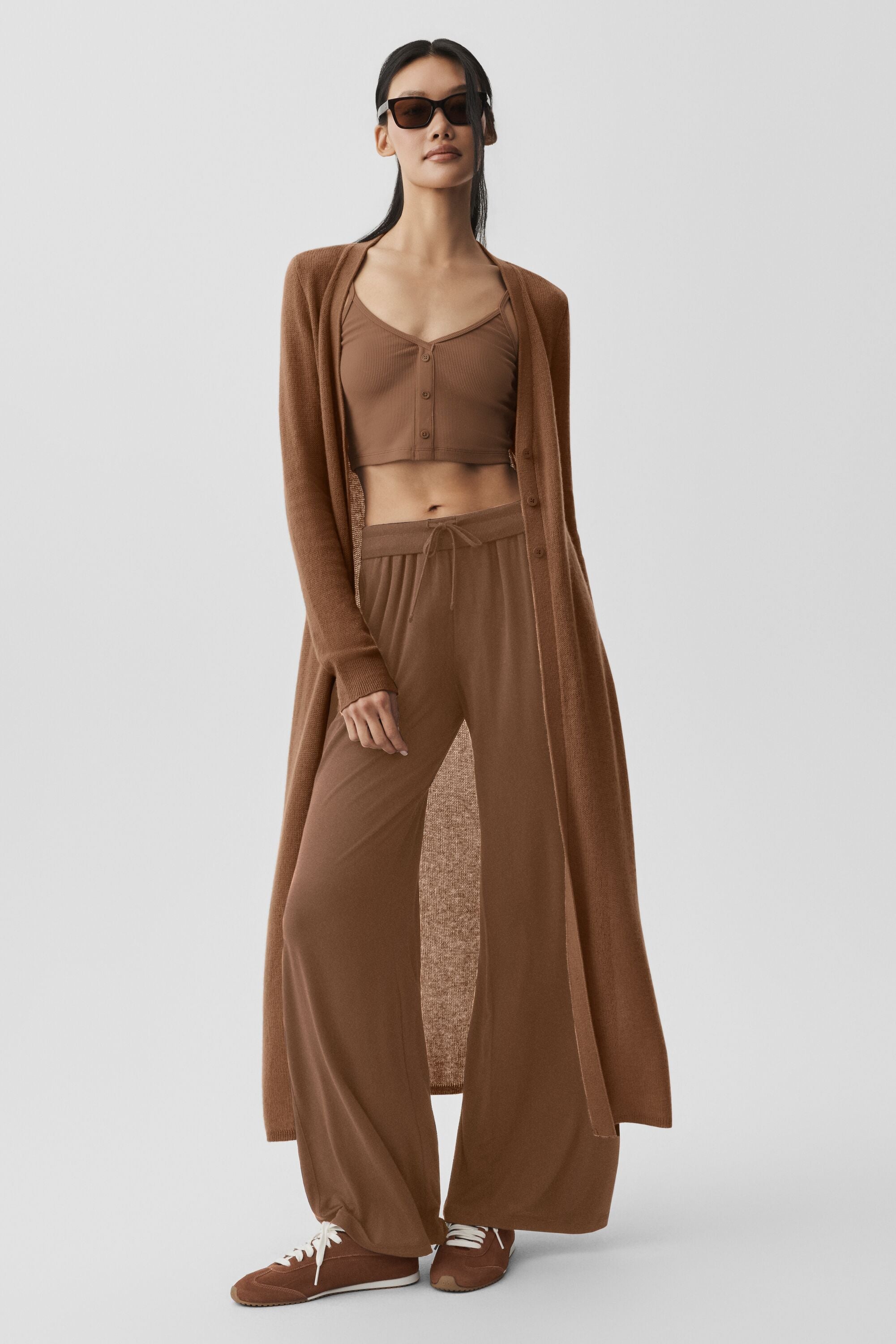 alo Sheer Cashmere Long Cardigan - Sun Kissed Brown