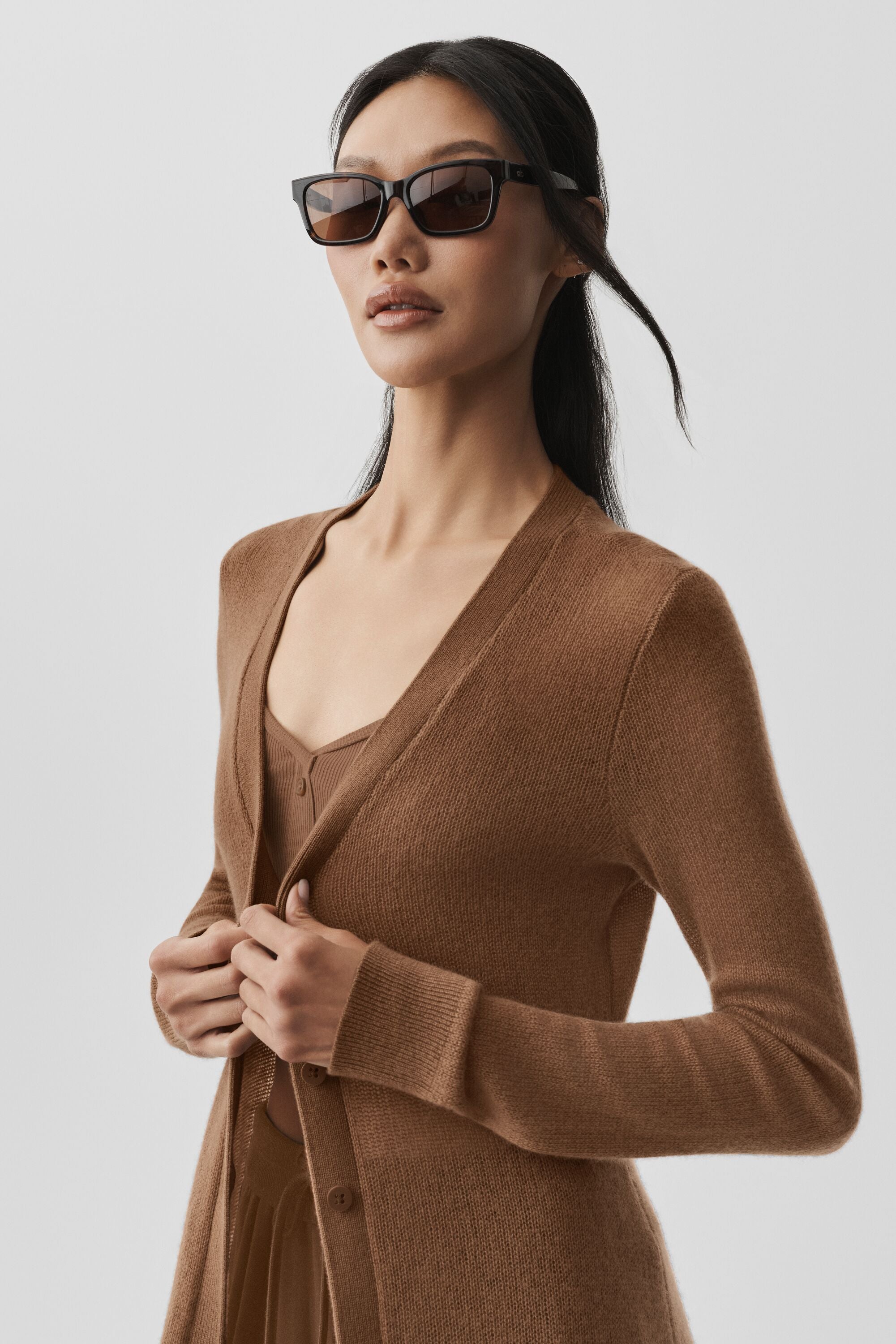 alo Sheer Cashmere Long Cardigan - Sun Kissed Brown