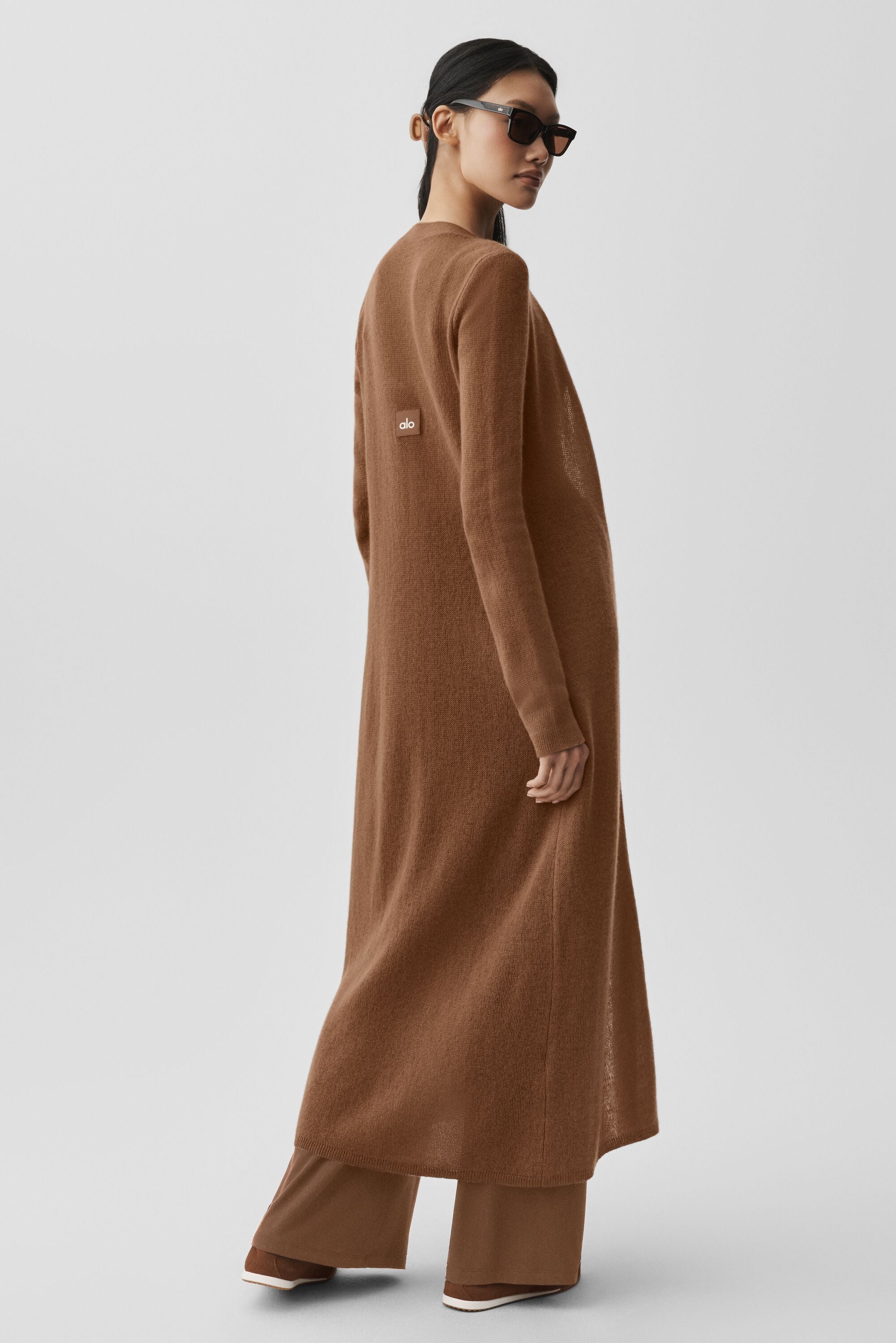 alo Sheer Cashmere Long Cardigan - Sun Kissed Brown