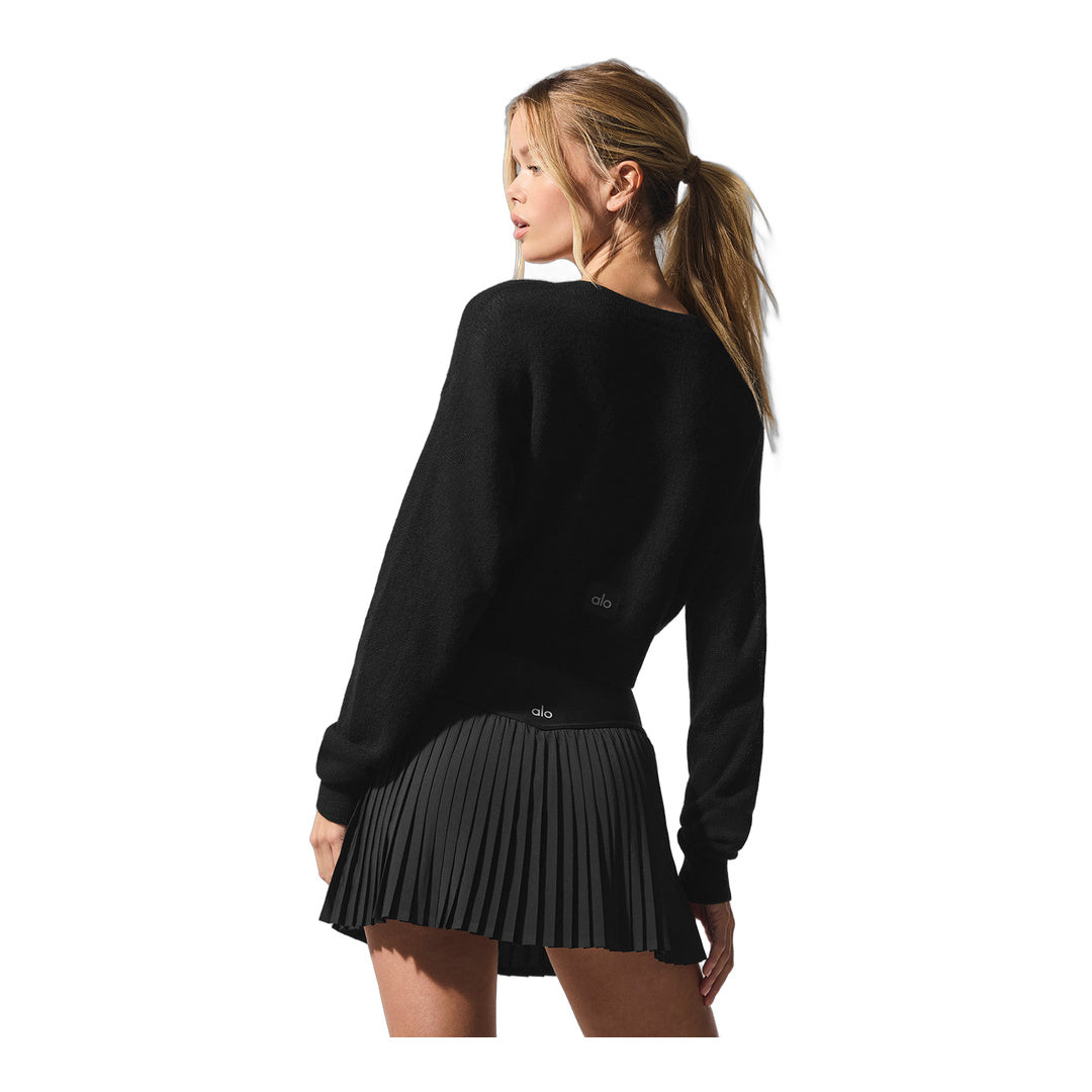 alo Sheer Cashmere Cropped Cardigan - Black