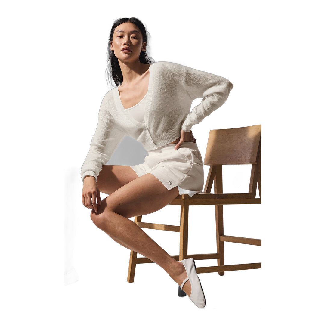 alo Sheer Cashmere Cropped Cardigan - Ivory