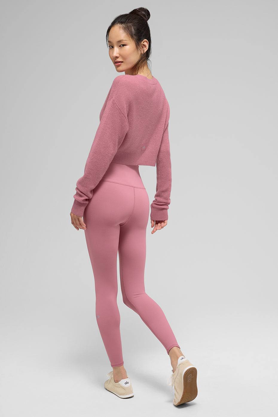 alo Sheer Cashmere Cropped Cardigan - Pink Wild Rose