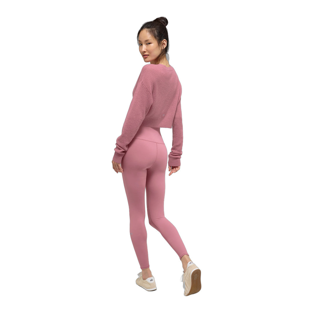 alo Sheer Cashmere Cropped Cardigan - Pink Wild Rose