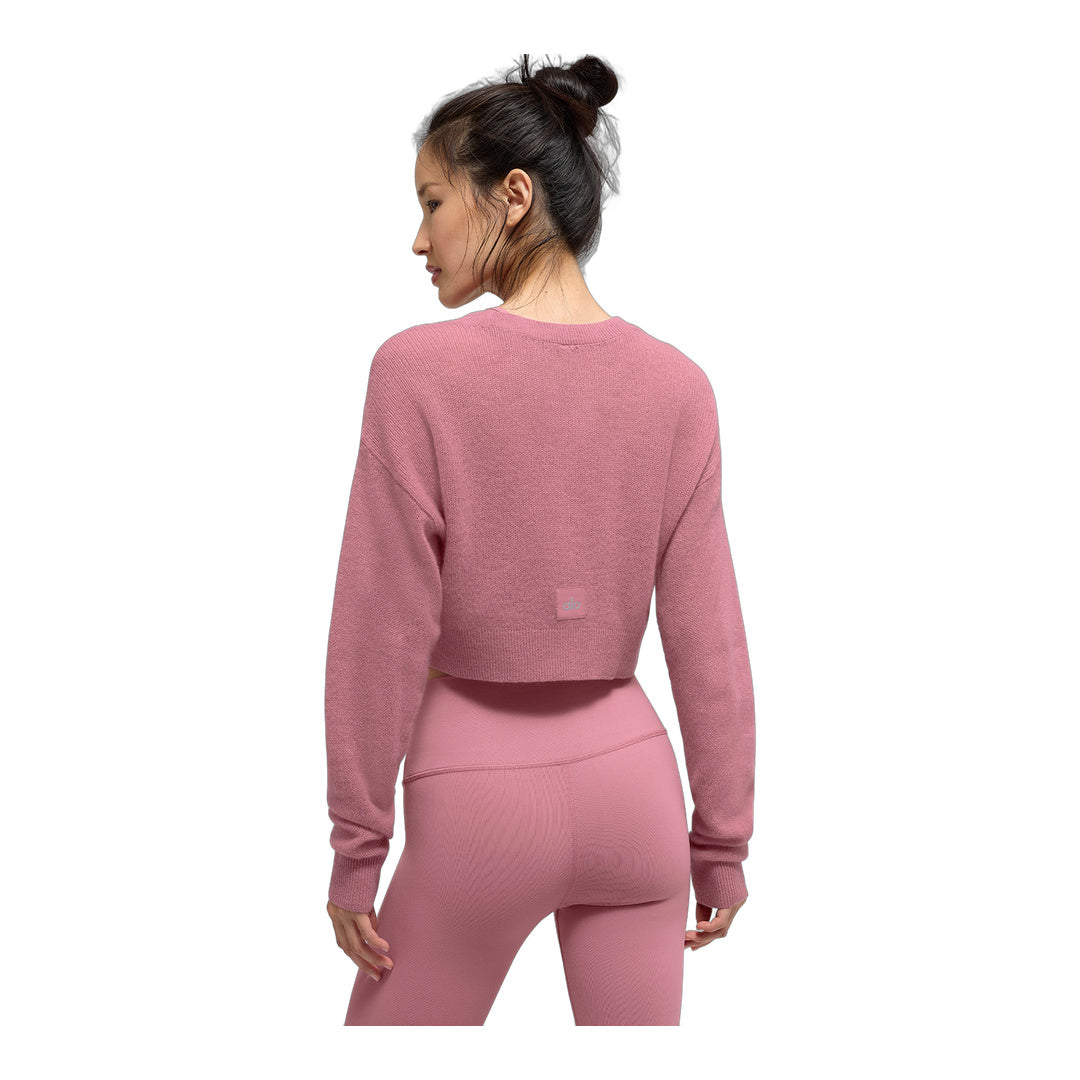 alo Sheer Cashmere Cropped Cardigan - Pink Wild Rose