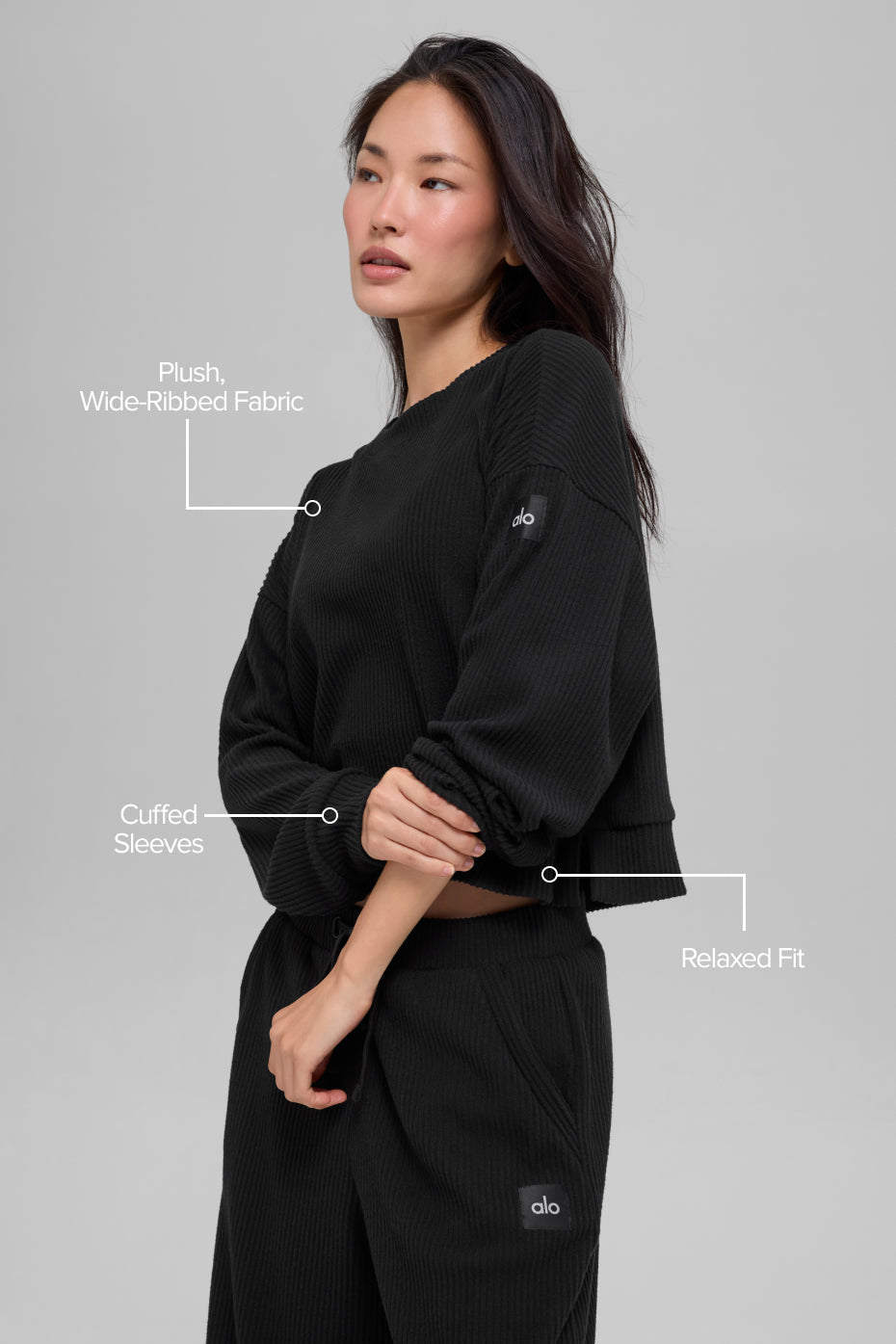 alo Muse Crew Neck Pullover - Black