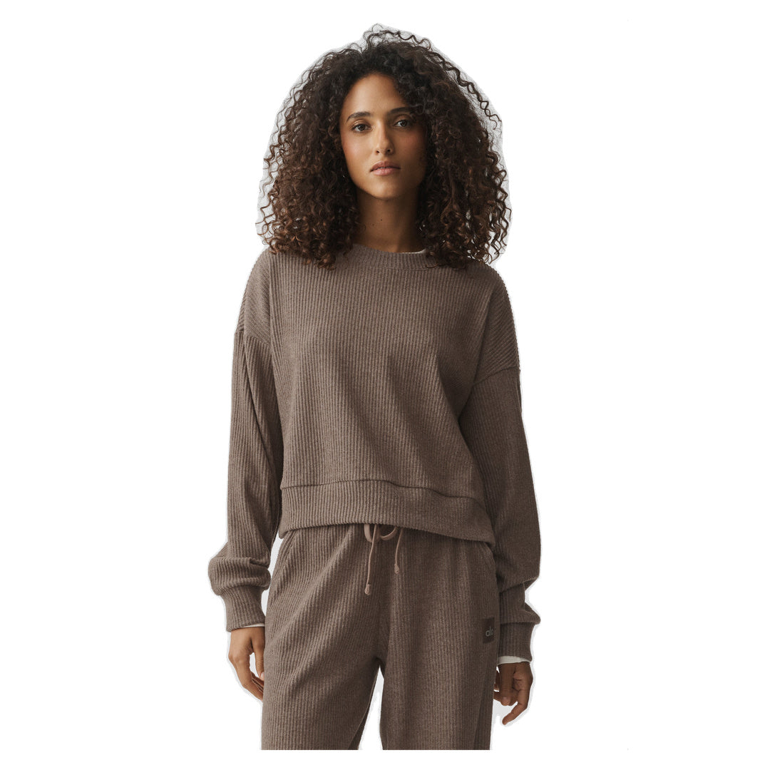 ALO Muse Crew Neck Pullover - Java Brown Heather