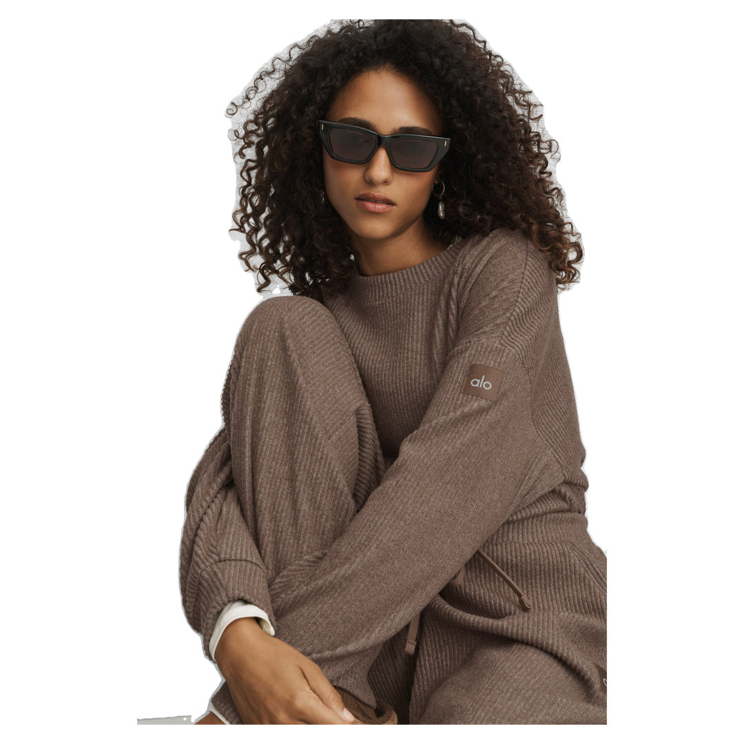ALO Muse Crew Neck Pullover - Java Brown Heather