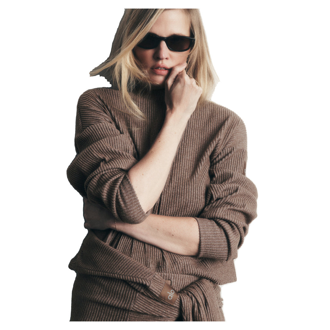 ALO Muse Crew Neck Pullover - Java Brown Heather