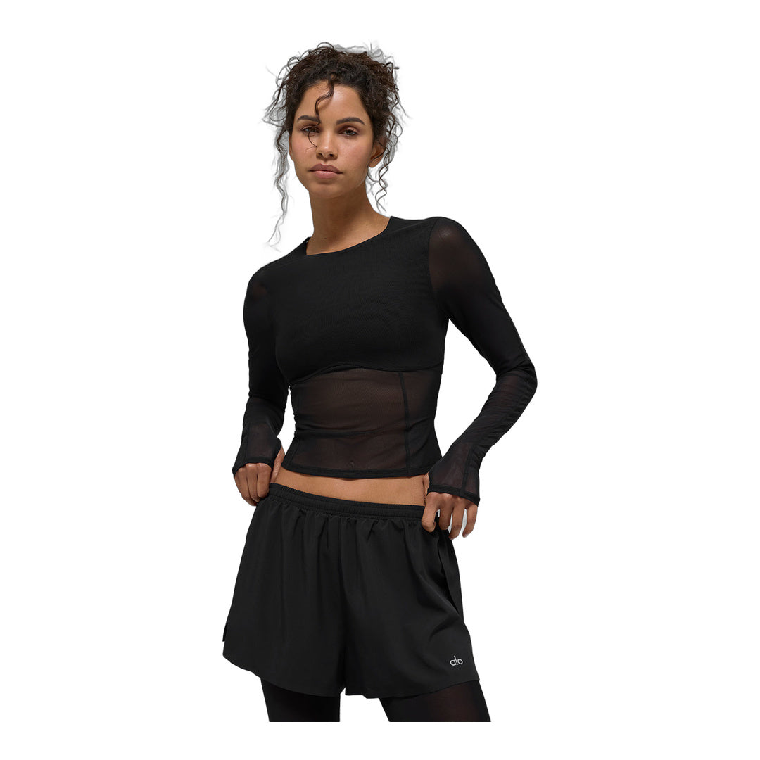 alo Mesh Winter Twilight Long Sleeve - Black
