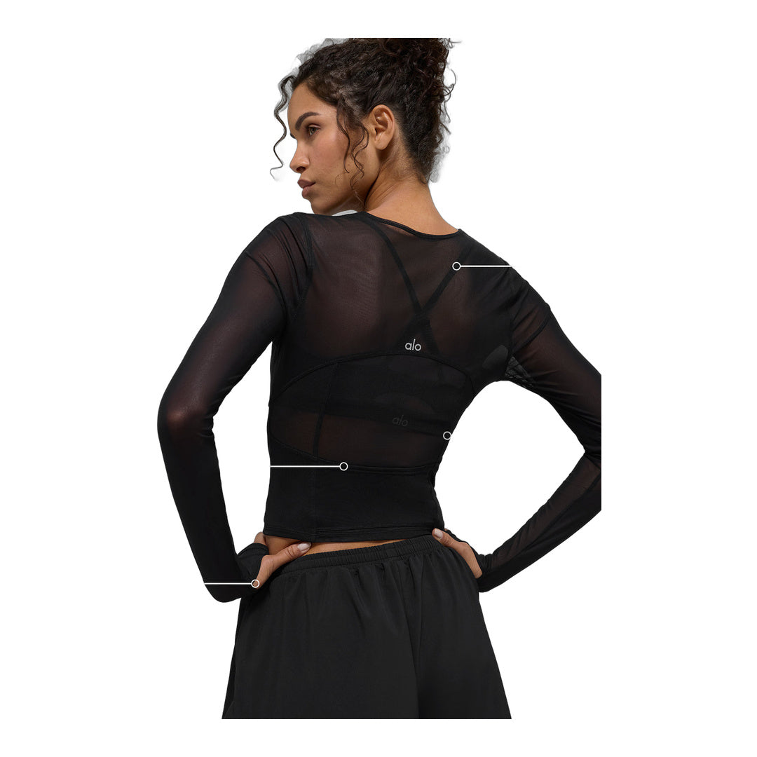 alo Mesh Winter Twilight Long Sleeve - Black