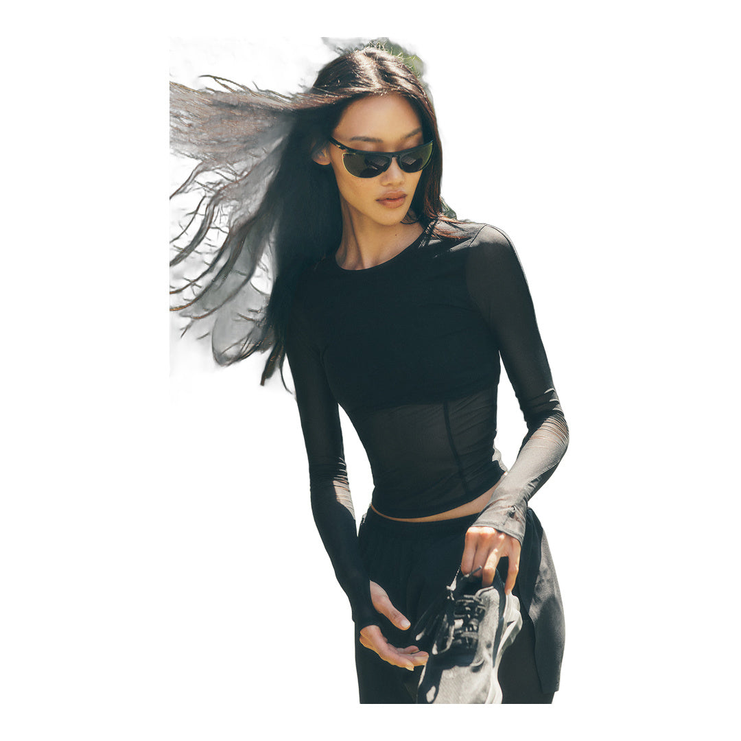 alo Mesh Winter Twilight Long Sleeve - Black