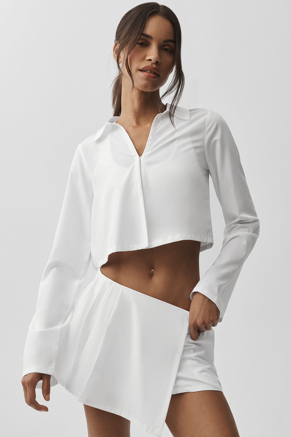 alo Cropped Unmatched Long Sleeve - White