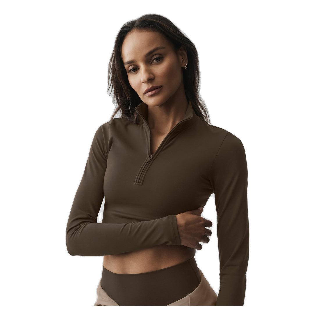 ALO ALO Softsculpt Precision 1/4 Zip Long Sleeve - Espresso