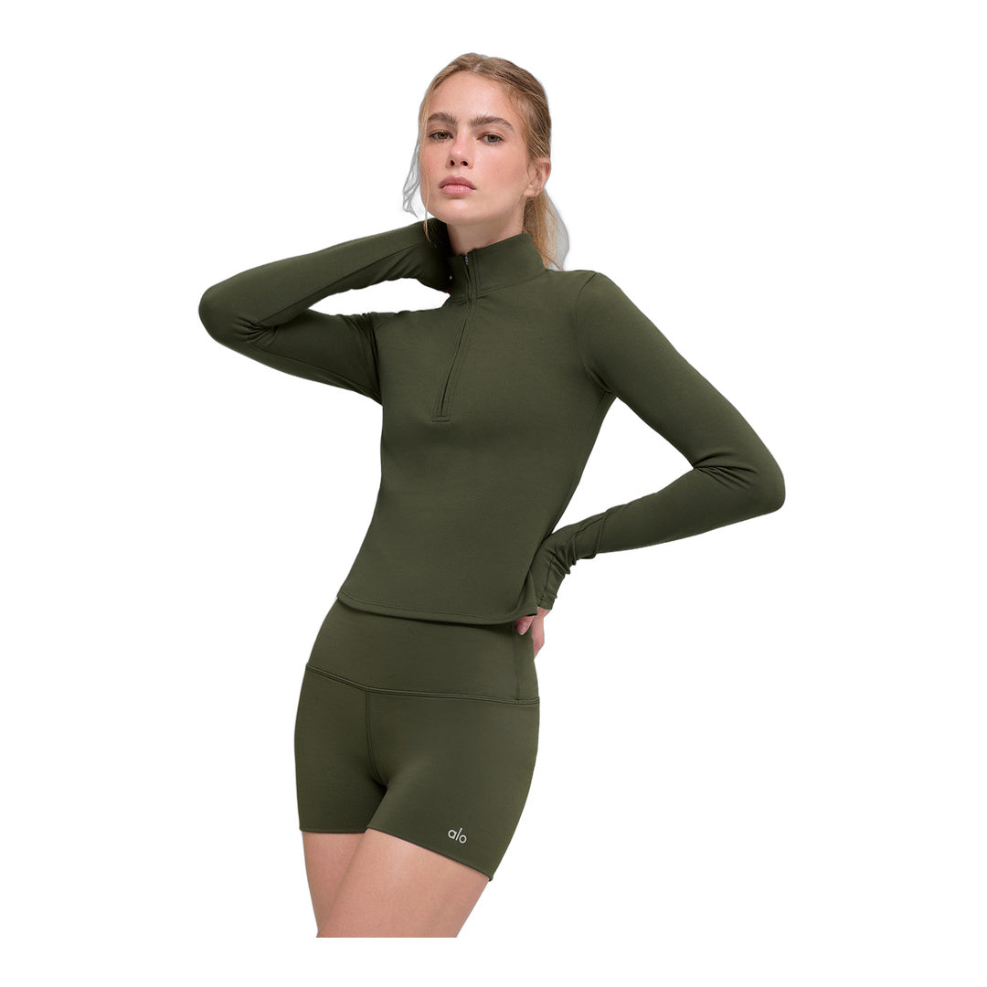 alo ALO Softsculpt Precision 1/4 Zip Long Sleeve - Green Olive
