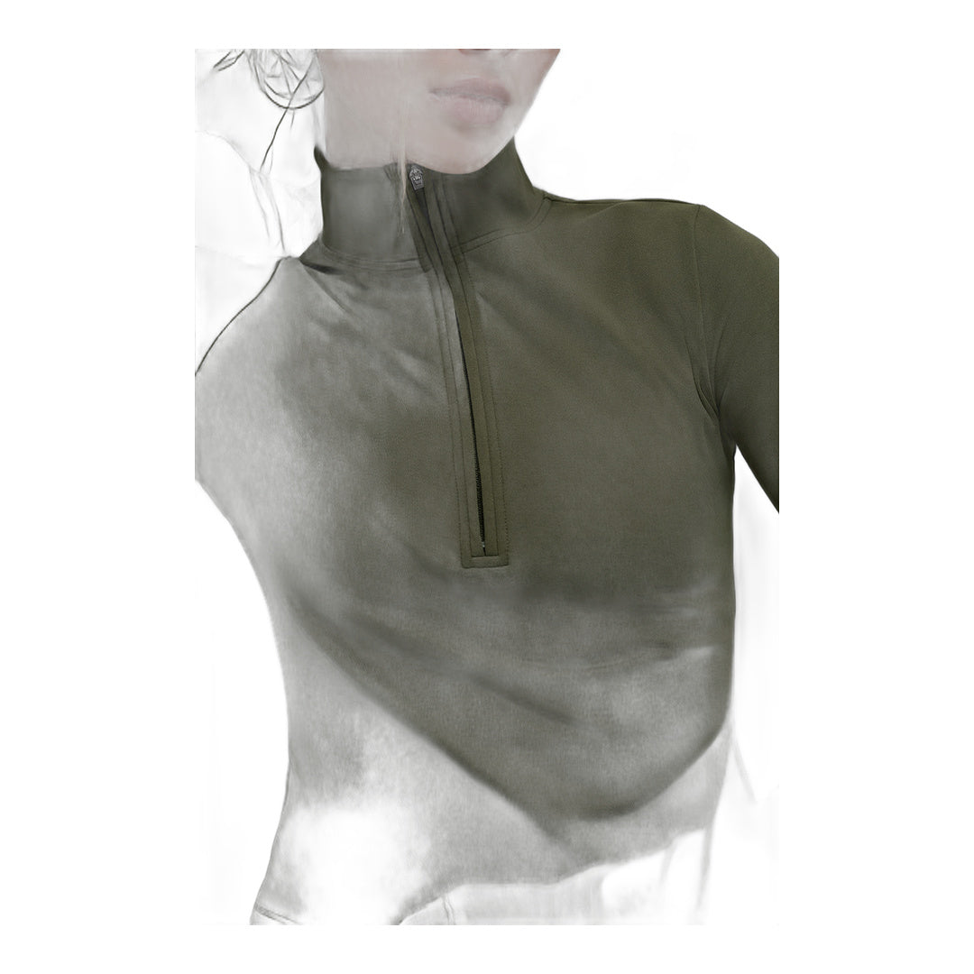 alo ALO Softsculpt Precision 1/4 Zip Long Sleeve - Green Olive