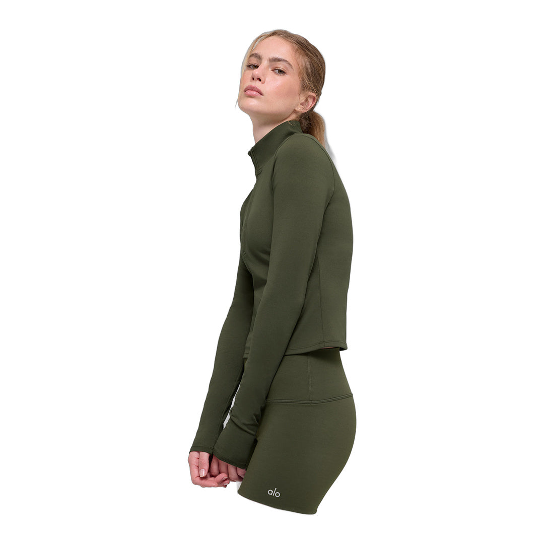 alo ALO Softsculpt Precision 1/4 Zip Long Sleeve - Green Olive