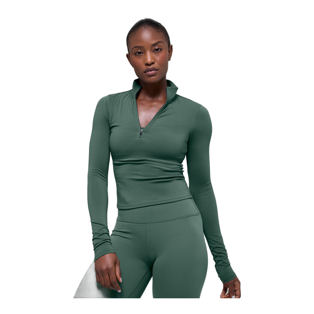 alo ALO Softsculpt Precision 1/4 Zip Long Sleeve - Clover Green
