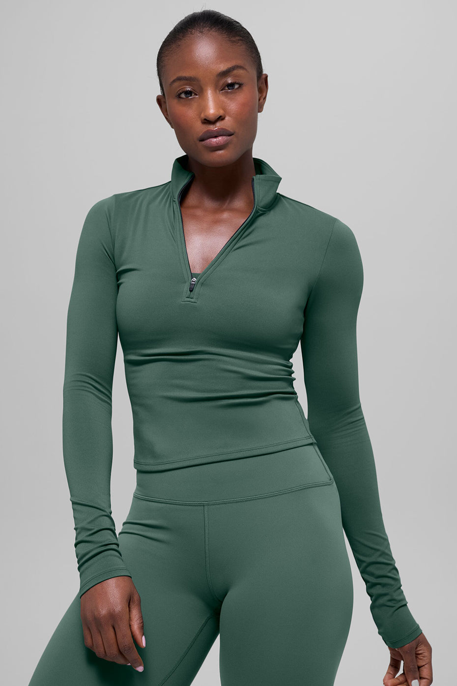 alo ALO Softsculpt Precision 1/4 Zip Long Sleeve - Clover Green