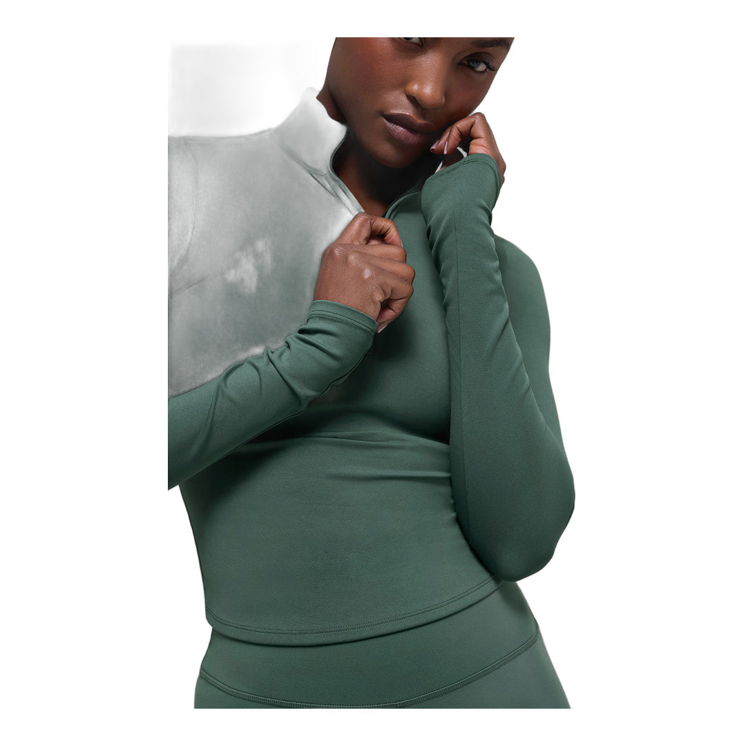 alo ALO Softsculpt Precision 1/4 Zip Long Sleeve - Clover Green