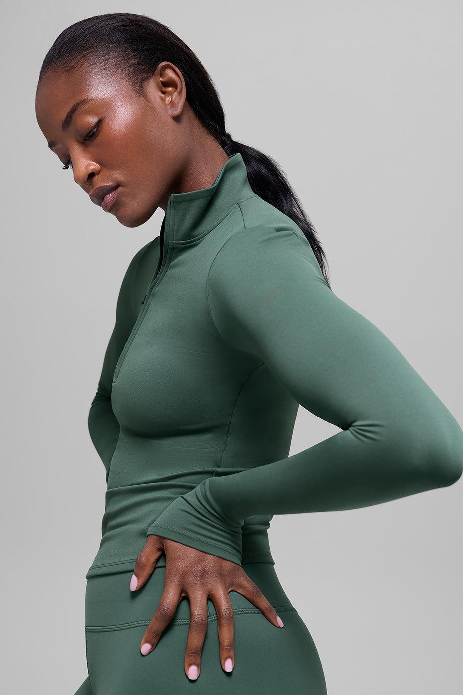 alo ALO Softsculpt Precision 1/4 Zip Long Sleeve - Clover Green
