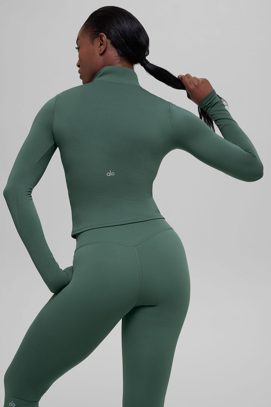 alo ALO Softsculpt Precision 1/4 Zip Long Sleeve - Clover Green
