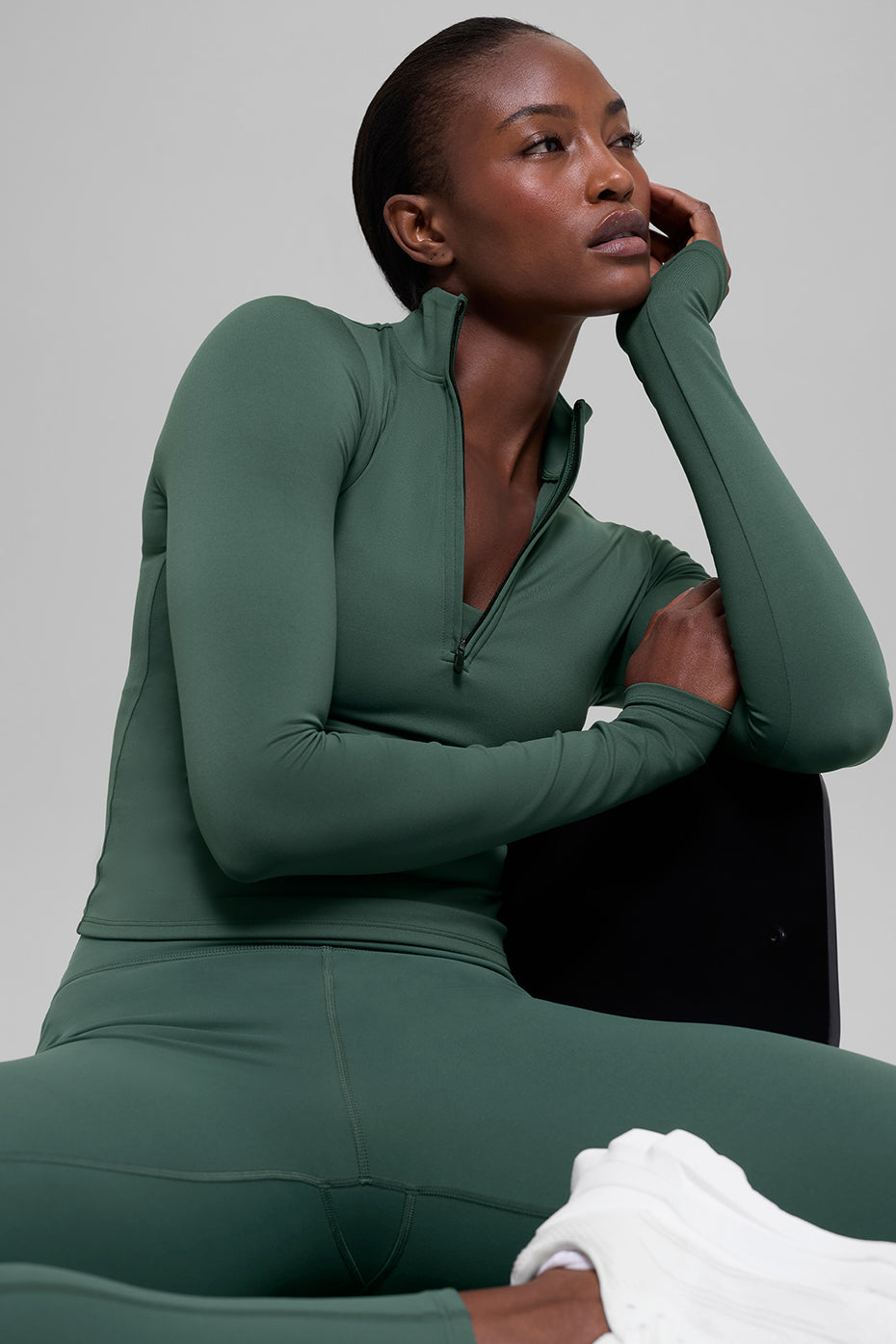 alo ALO Softsculpt Precision 1/4 Zip Long Sleeve - Clover Green