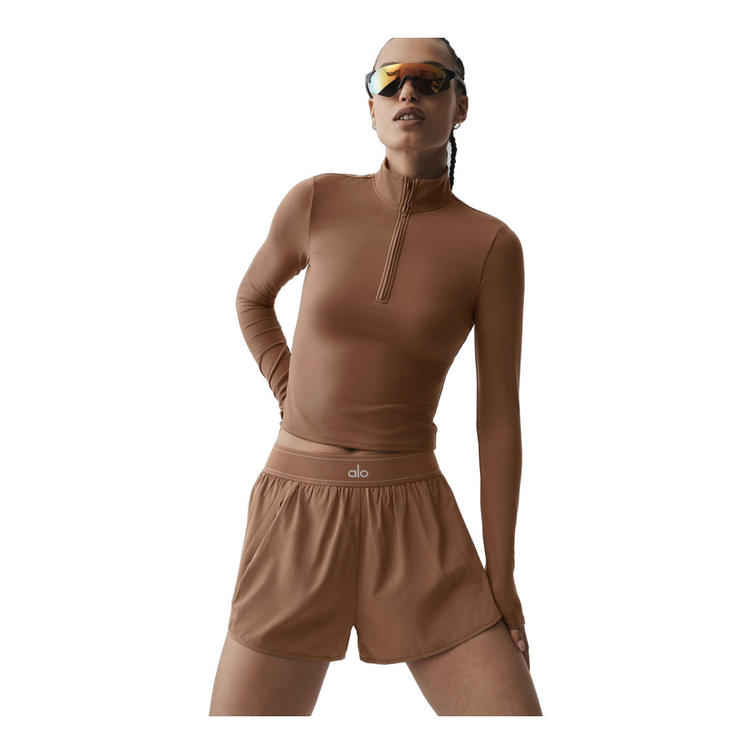 alo ALO Softsculpt Precision 1/4 Zip Long Sleeve - Sun Kissed Brown