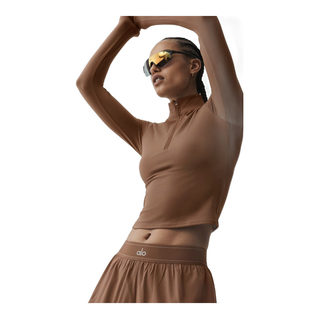 alo ALO Softsculpt Precision 1/4 Zip Long Sleeve - Sun Kissed Brown