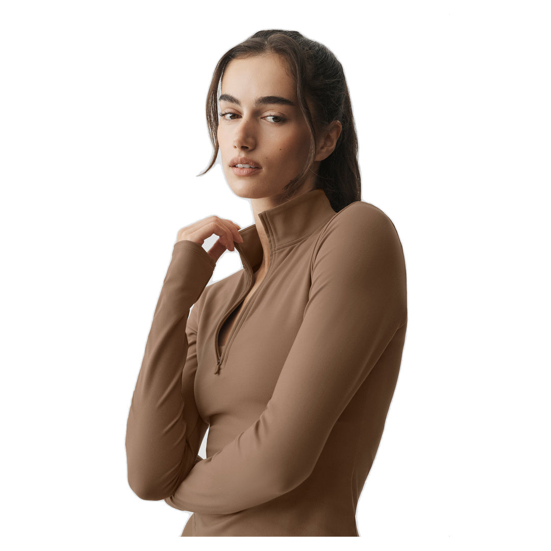 ALO ALO Softsculpt Precision 1/4 Zip Long Sleeve - Java Brown