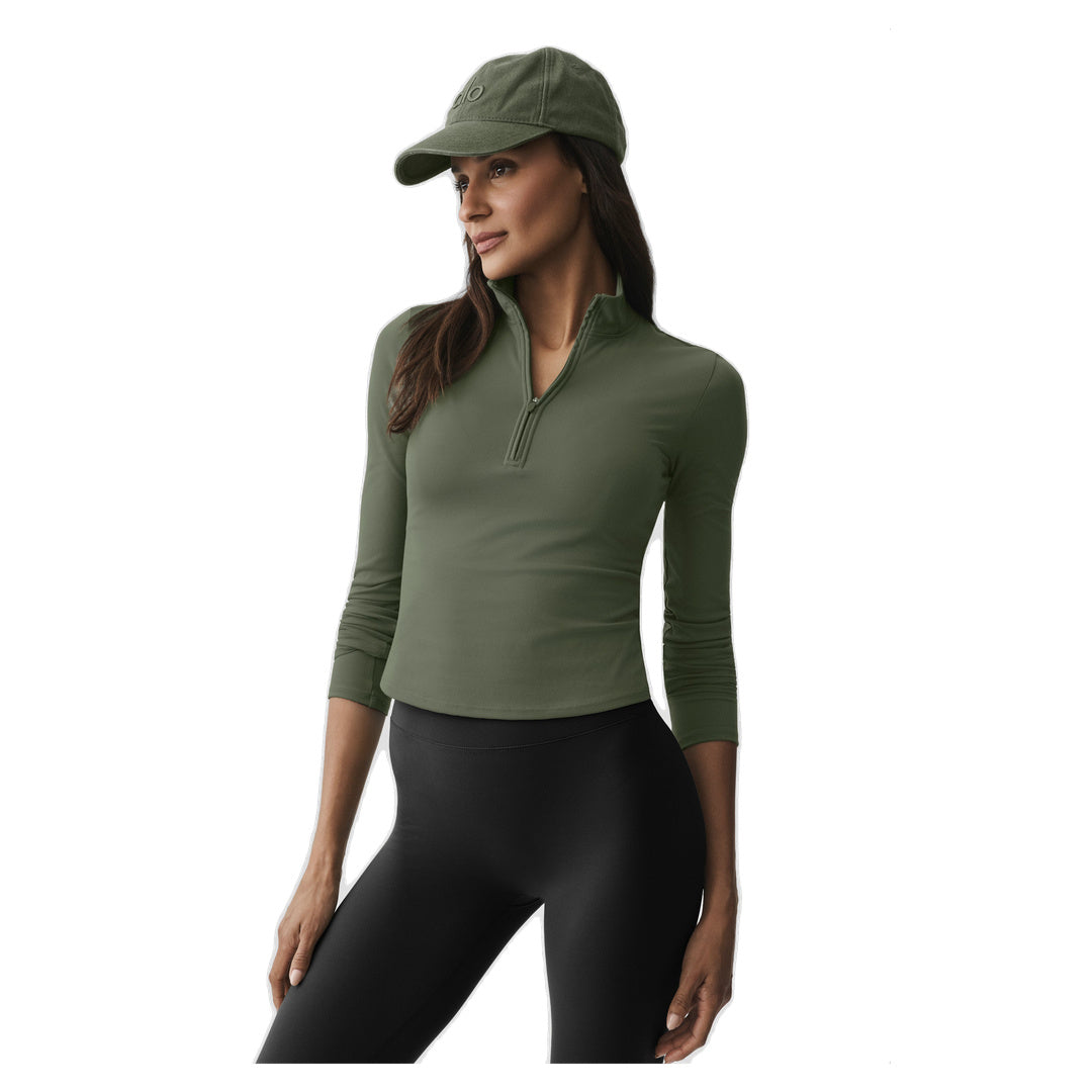 ALO ALO Softsculpt Precision 1/4 Zip Long Sleeve - Bamboo Green