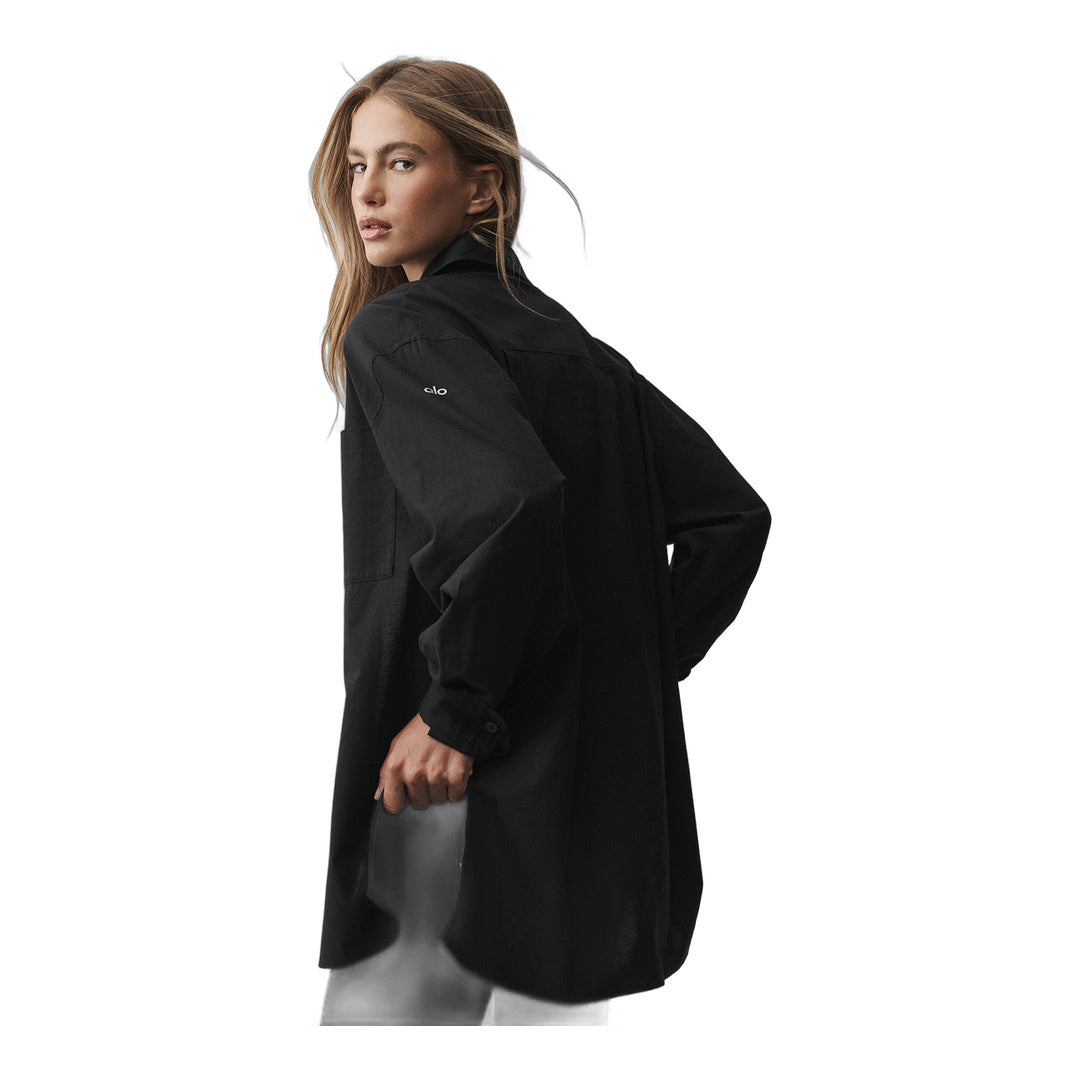 alo Cotton Real Deal Button Up Long Sleeve - Black