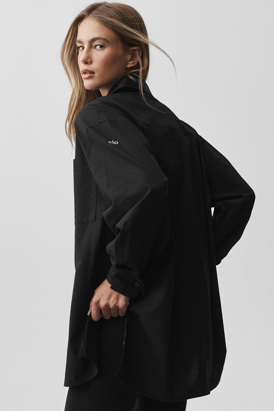 alo Cotton Real Deal Button Up Long Sleeve - Black