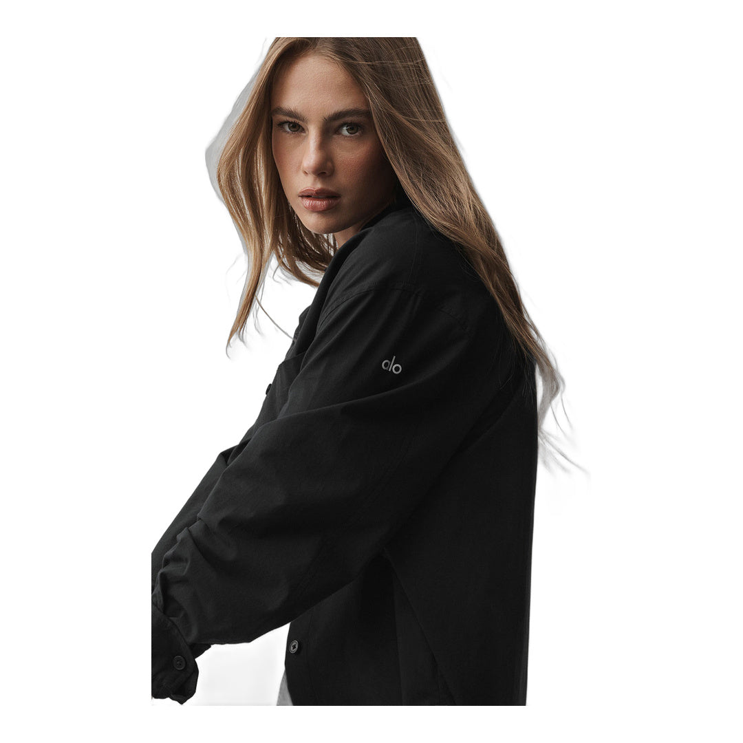 alo Cotton Real Deal Button Up Long Sleeve - Black