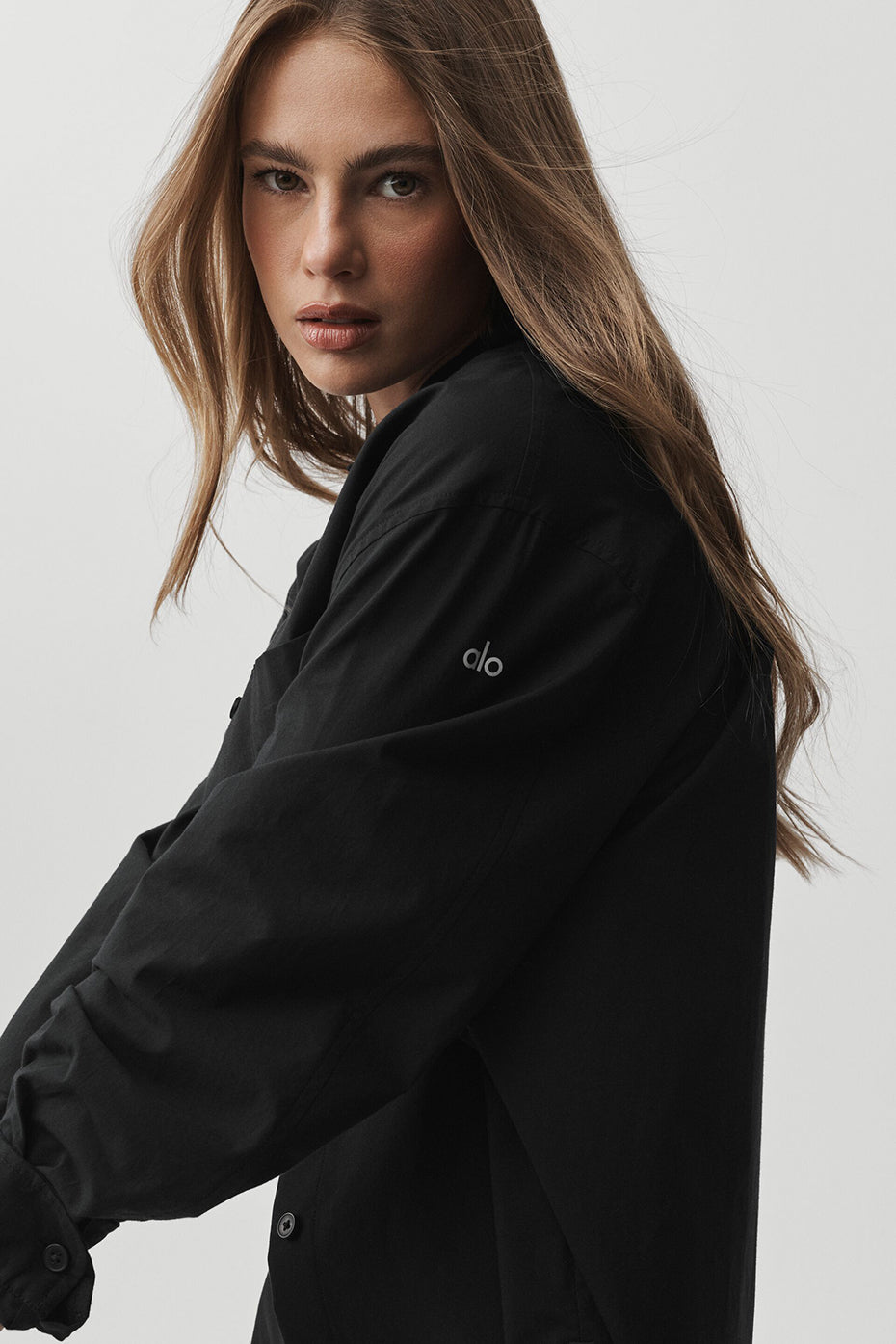 alo Cotton Real Deal Button Up Long Sleeve - Black