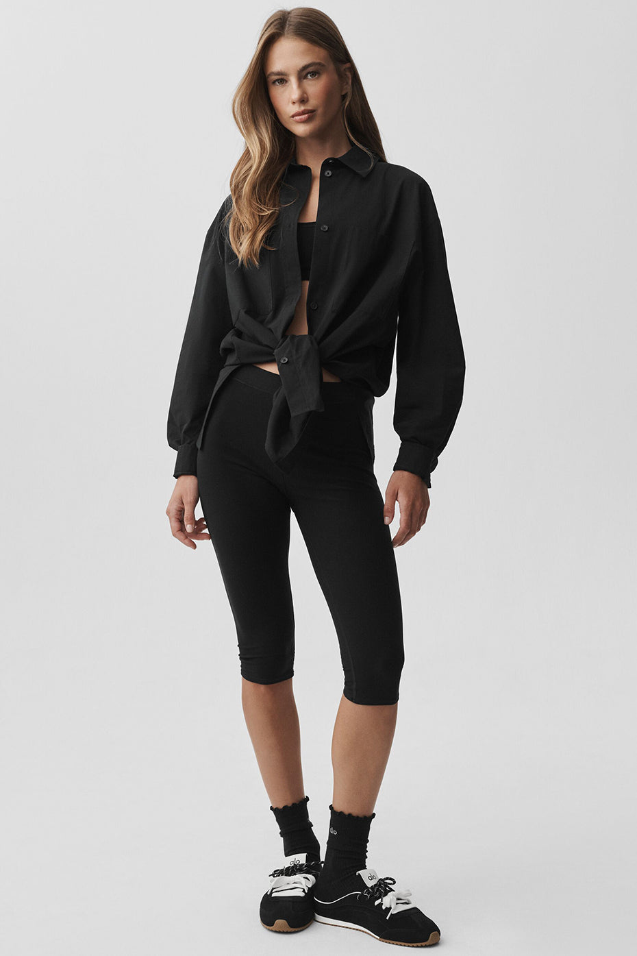 alo Cotton Real Deal Button Up Long Sleeve - Black