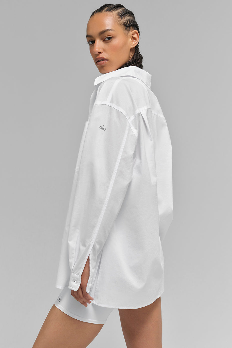 alo Cotton Real Deal Button Up Long Sleeve - White