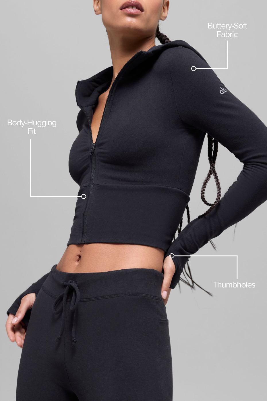 alo Sway Full Zip Hoodie - Black