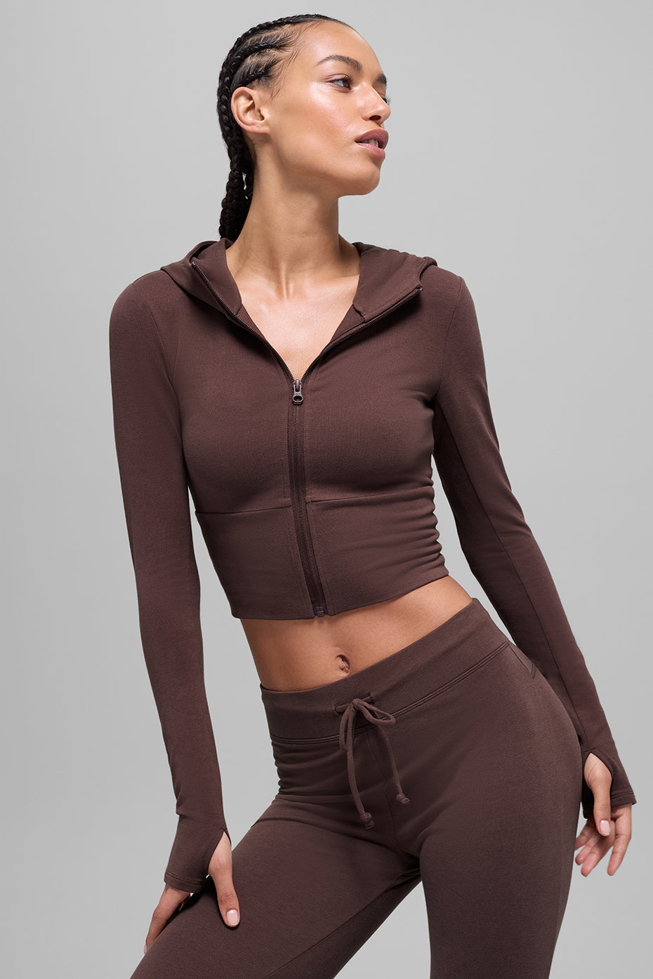 alo Sway Full Zip Hoodie - Brownstone