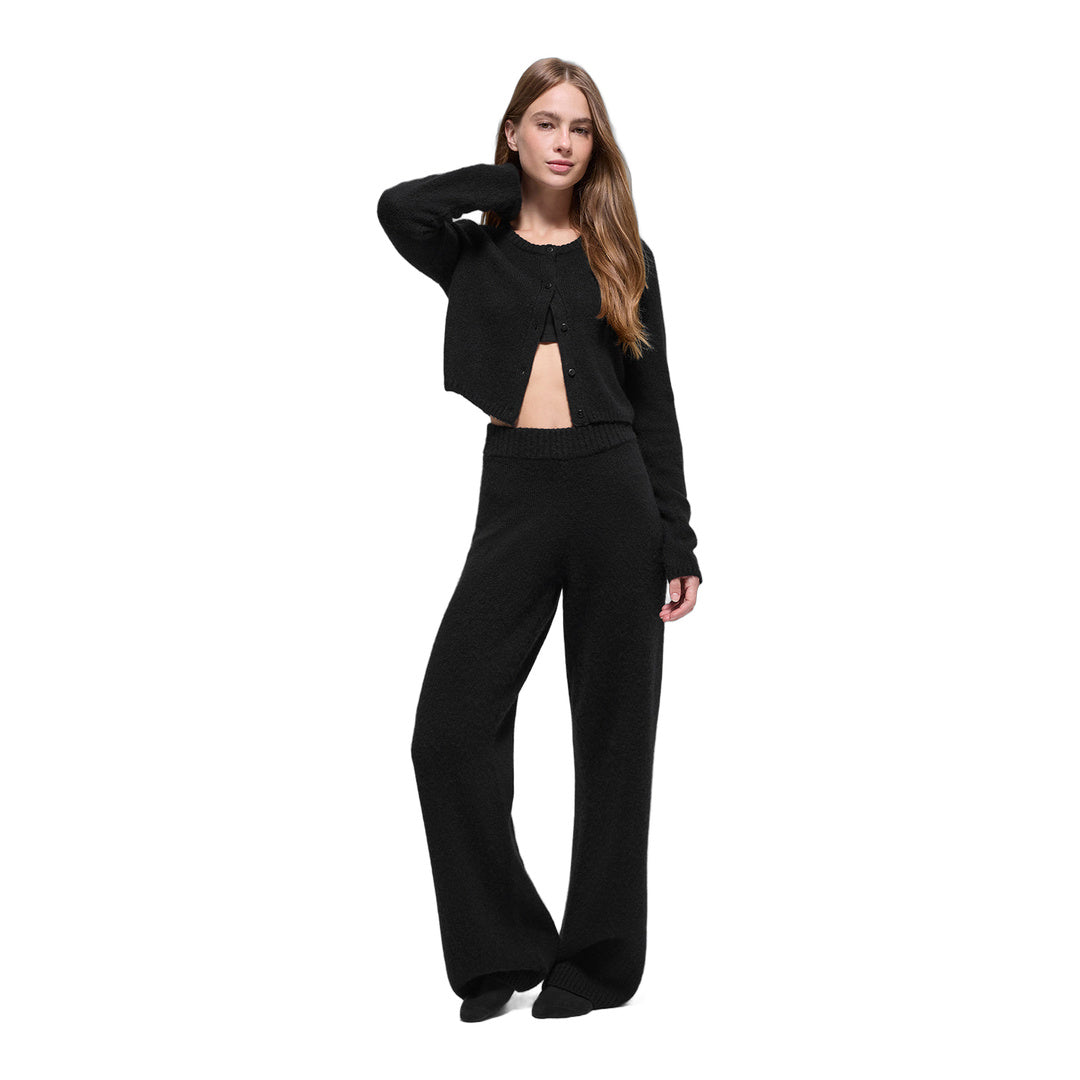 alo Wool Cashmere New Class Cropped Cardigan - Black
