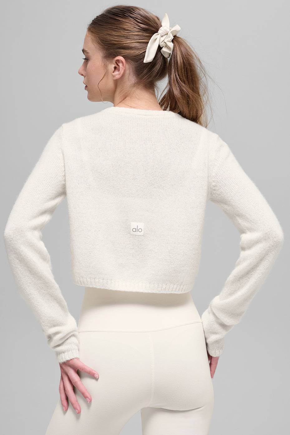 alo Wool Cashmere New Class Cropped Cardigan - Ivory
