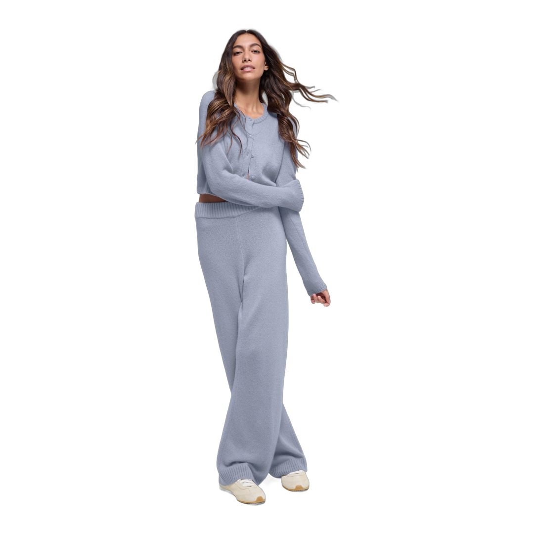 alo Wool Cashmere New Class Cropped Cardigan - Winter Frost